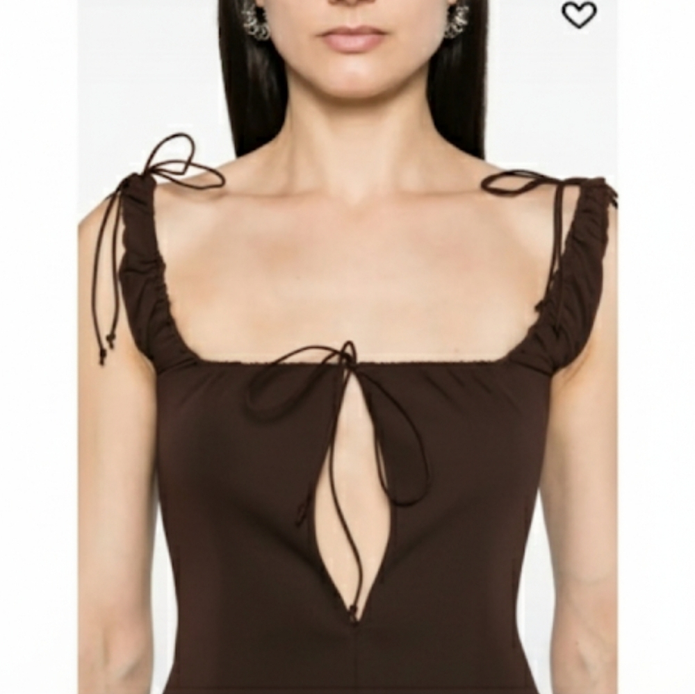 Elena Velez scoop-neck sleeveless bodysuit Brown Medium